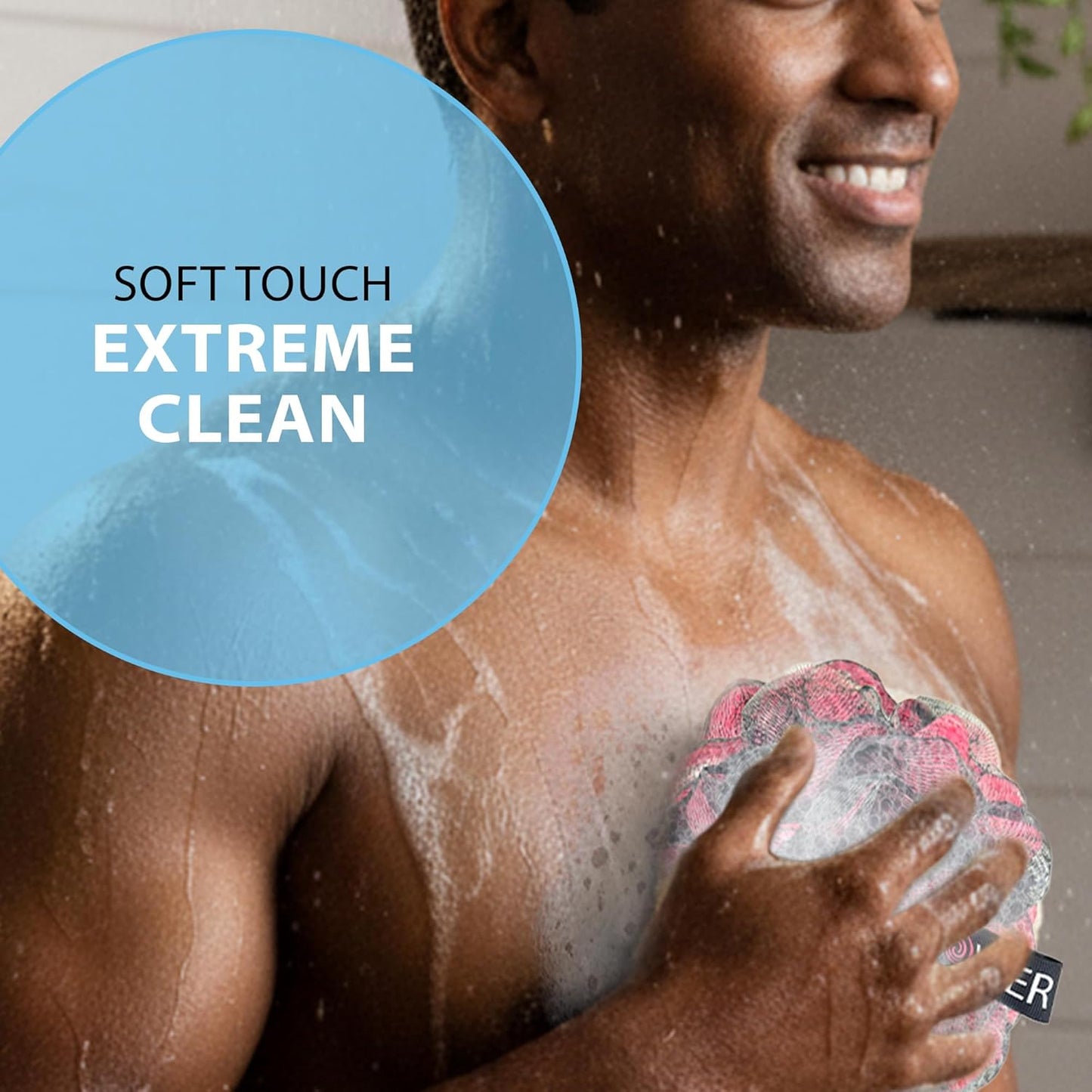 Loofah-Charcoal Bath-Sponge-Color-Set Xl-75G Extra Large 4 Pack, Soft Mesh Black Loufa Puff - Exfoliating Body Scrubber for Women and Men: Soothing Face & Body Exfoliator